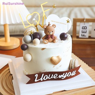 Ruisurshine ValeneS Day ตุ๊กตาหมีสีน้ําตาล สําหรับตกแต่งเค้กแต่งงาน