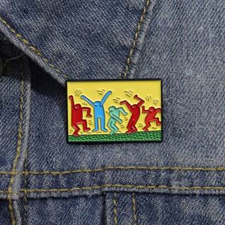 เข็มกลัดเคลือบ รูปศิลปิน Keith Haring Works เหมาะกับของขวัญ สําหรับตกแต่งเสื้อผ้า เต้นรํา