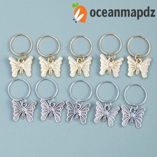 Oceanmapdz 2~5 ชิ้น / เซต แหวนผม โลหะผสมเงิน เดรดล็อก ลูกปัด เสน่ห์ ผีเสื้อ สีทอง เครื่องประดับผม ทุกวัน