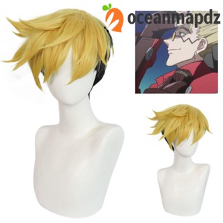 Oceanmapdz Vash The Stampede คอสเพลย์ วิกผม ขนปุย ไร้รอยต่อ อะนิเมะ คอสเพลย์ เครื่องแต่งกายผู้ชาย Trigun ไฟเบอร์อุณหภูมิสูง วิกผมฮาโลวีน