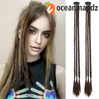 Oceanmapdz วิกผมถักเปีย สังเคราะห์ สีดํา สีน้ําตาล ทนความร้อน สําหรับเด็กผู้หญิง