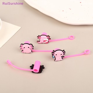 Ruisurshine ใหม่ ฝาครอบหลอดดูดน้ําพลาสติก PVC ลายการ์ตูนน่ารัก สีชมพู ใช้ซ้ําได้ กันกระเด็น 1 ชิ้น