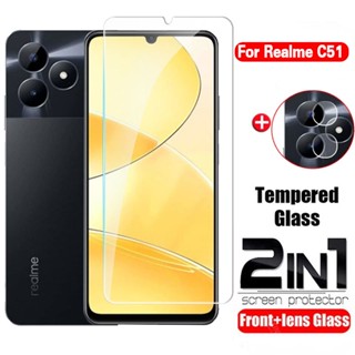 2IN1 Full Screen Protector Tempered Glass For Realme C51 C55 C53 RealmeC51 RealmeC53 NFC 5G 4G Tempered Film HD Clear Film Phone Protector Lens Film Glass Case Phone Film