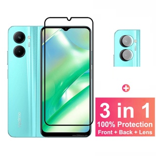 Realme C33 ฟิล์มกระจกนิรภัยกันรอยหน้าจอ พร้อมฟิล์มกันรอยเลนส์กล้อง สําหรับ Realme C33 C55 C35 C25 C33 10T C30 C21 C12 C15 C31 9i 5G 3T 2T Narzo 50 5G