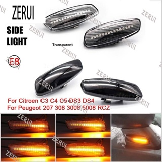 Zr ไฟเลี้ยวไดนามิก LED สีเหลืองอําพัน สําหรับรถยนต์ Citroen C4 Picasso C3 C5 DS4 Peugeot 308 207 3008 5008 2 ชิ้น