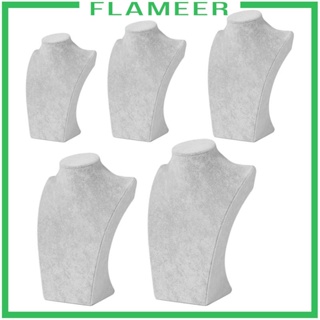 [Flameer] ขาตั้งโชว์เครื่องประดับ สร้อยคอ ผ้ากํามะหยี่ สีเทา 5 ขนาด