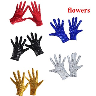 Flowers ถุงมือเต้นรํา ปักเลื่อม สําหรับผู้ใหญ่ 1 ชิ้น