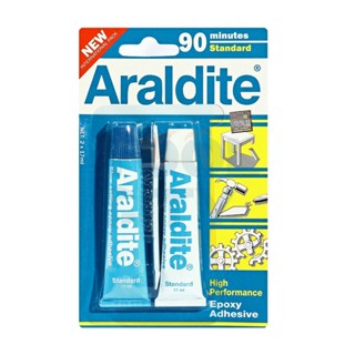 กาวอีพอกซ์ซี่แบบผสม (สีใส) Araldite ฟ้า-ขาว แห้งช้า 90 นาที