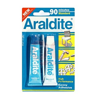 กาวอีพอกซ์ซี่แบบผสม (สีใส) Araldite ฟ้า-ขาว แห้งช้า 90 นาที และ (สีเทา) เทา-ขาว แห้งเร็ว 4 นาที