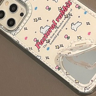 เคสป้องกันโทรศัพท์มือถือ ลายกระต่าย และดอกไม้ สีเหลือง และกระจก สําหรับ iPhone 14promax 13p Xiaohongshu