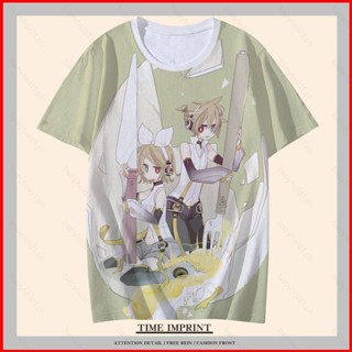 เสื้อยืดแขนสั้นลําลอง พิมพ์ลายการ์ตูนอนิเมะ Vocaloid Kagamine Rin Len พลัสไซซ์ แฟชั่นสําหรับผู้ชาย และผู้หญิง