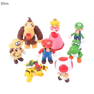 [Dhin] ของเล่นโมเดลฟิกเกอร์การ์ตูน Mario Bros Mario Luigi Yoshi Peach Princess Bowser Donkey Kong ของขวัญวันเกิด สําหรับเด็ก