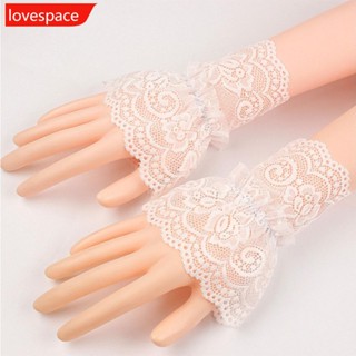 Lovespace ถุงมือถักโครเชต์ ลูกไม้ ตาข่ายกลวง ระบายอากาศ ใส่สบาย กันแดด ตกแต่งข้อมือ สําหรับผู้หญิง P9Y4