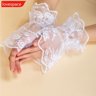 Lovespace ถุงมือตาข่าย แบบนิ่ม แต่งลูกไม้ ประดับโบว์ น้ําหนักเบา ระบายอากาศ กันแดด สําหรับผู้หญิง F5X9