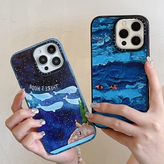 Casetify เคสโทรศัพท์มือถือนิ่ม เต็มเครื่อง ลายกลิตเตอร์ทะเล สีฟ้า สําหรับ IPhone 14 13 12 11 Pro Max