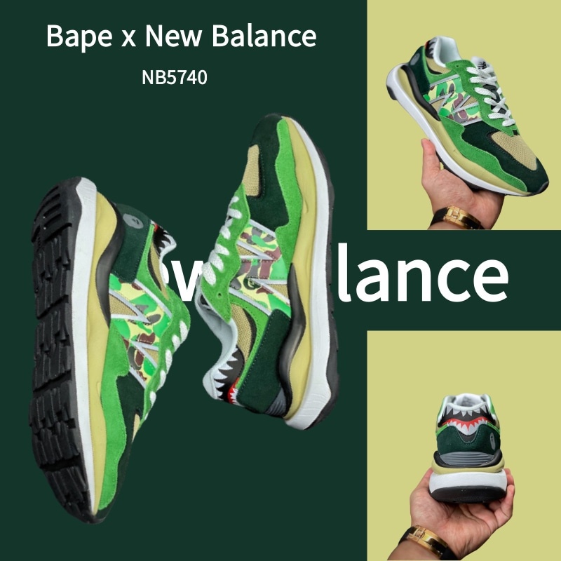 (ยิงจริง) Bape X New Balance nb5740 ของแท้ 100% รองเท้าผ้าใบ รองเท้าวิ่ง New Balance