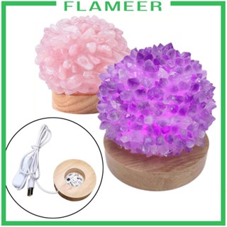 [Flameer] ฐานโคมไฟ LED 70 มม. แบบไม้ ชาร์จ USB สําหรับเครื่องประดับ เรซิ่น แจกันศิลปะ อะคริลิค