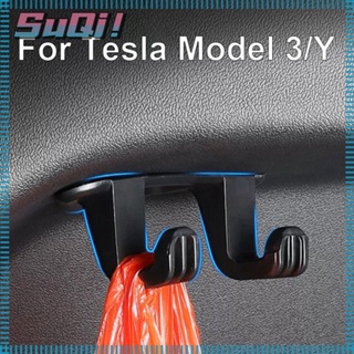 Suqi ตะขอแขวนกระเป๋า ด้านหลัง อุปกรณ์เสริม สําหรับตกแต่งภายในรถยนต์ Tesla Model Y Model 3