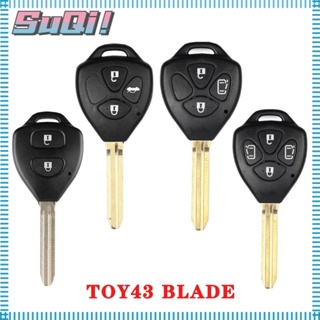 Suqi รีโมตกุญแจรถยนต์ ABS 2 3 4 ปุ่ม สีดํา แบบเปลี่ยน TOY43 Blade สําหรับ Toyota Corolla Camry Reiz RAV4 Crown Avalon Venza Matrix