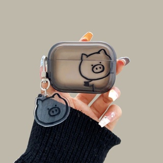 เคสหูฟังบลูทูธไร้สาย ลายหมูน่ารัก สีดํา สําหรับ Airpods Pro2 2 3 pro