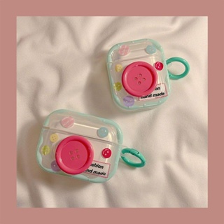 เคสหูฟังบลูทูธไร้สาย ปุ่มสีเรียบง่าย สําหรับ airpods pro รุ่น 1 2 3