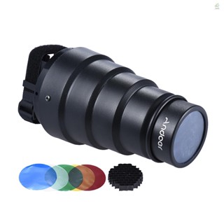 MIT Andoer Conical Snoot Light Modifier w/ 50 Degree Honeycomb Color Filter Replacement for Neewer Canon  Yongnuo Godox  Meike Vivitar Photography On-camera Speedlite Speedlig