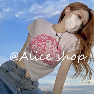 Alice  เสื้อครอป เสื้อแฟชั่นผู้หญิง สีพื้น สําหรับผู้หญิง ใส่ไปคลับ ปาร์ตี้ 2023 NEW  Stylish Korean Style fashion Trendy A29J0GZ 36Z230909