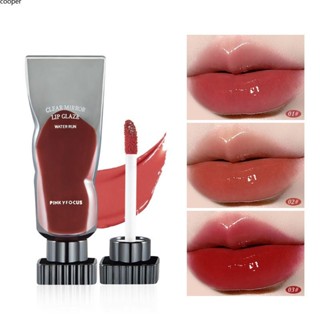 【พร้อมส่ง】 Pinkyfocus Black Mirror Light Lip Glaze Mirror Water Light Lipstick Lasting Cup Lip Gloss