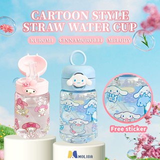 Sanrio Character ขวดน้ำแบบพกพาพร้อมหลอด Leakproof Bpa Free Cute Tumbler MOLISA