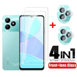 4 in 1 ฟิล์มกระจกนิรภัยกันรอยหน้าจอ และเลนส์กล้อง แบบใส สําหรับ Realme C51 RealmeC51 C 51 NFC 2023