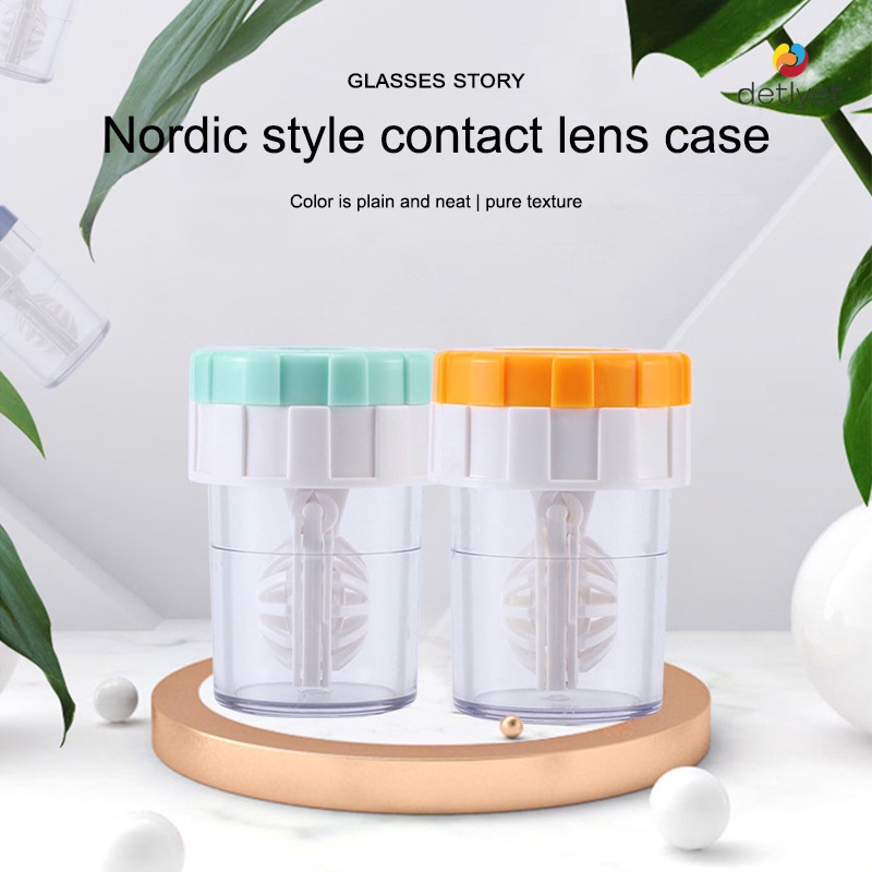 COD🌷เครื่องทําความสะอาดคอนแทคเลนส์แบบพกพามินิหมุนได้สายตาสั้นเคสแมนนวลทําความสะอาดแว่นตาสีแคนดี้เลือ