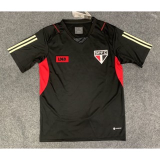 เสื้อกีฬาแขนสั้น ลายทีม Sao Paulo สีดํา 23-24