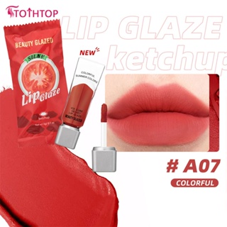 Beauty Glazed Tomato สไตล์น่ารัก Lip Glaze Lasting Cup Fog Matte Moisturizing กันน้ำ [TOP]