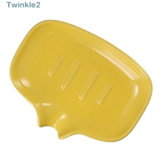 Twinkle กล่องสบู่เซรามิค ระบายน้ํา ทําความสะอาดง่าย 5.5*4.25 นิ้ว สีเหลือง ดํา เขียว สําหรับห้องน้ํา