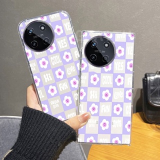 เคสโทรศัพท์มือถือใส แบบนิ่ม ลายดอกไม้ และหมากรุก กันกระแทก สําหรับ Realme 11 NFC 4G 5G 11 Pro 11 Pro+ Realme C51 C53 2023 Realme11 REALMEC51