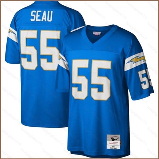 เสื้อยืดกีฬาแขนสั้น ลายทีมชาติฟุตบอล Junior Seau HQ1 NFL Los Angeles สีฟ้า พลัสไซซ์ QH1