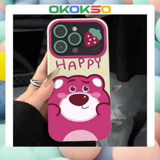 [Okso] ใหม่ เคสโทรศัพท์มือถือแบบนิ่ม กันกระแทก ลายการ์ตูนหมีสตรอเบอร์รี่ สําหรับ OPPO Reno9 Reno8 Reno7pro reno6 5