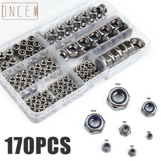 【ONCEMOREAGAIN】Lock Nuts 170Pcs Set Tool M3 M4 M5 M6 M8 M10 M12 Accessories Equipment