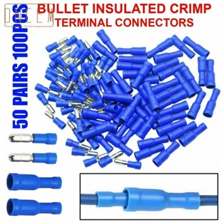 【ONCEMOREAGAIN】Bullet Connector 100x 4mm Audiowires Blue Electrical For 14-16AWG Male +female