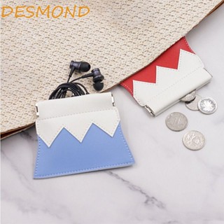 Desmond กระเป๋าใส่เหรียญ หนัง PU ขนาดเล็ก ปิดในตัว ลายภูเขาหิมะ สีพื้น สําหรับเก็บเครื่องสําอาง