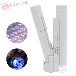 Harriett กล้องจุลทรรศน์ขนาดเล็ก 100X 80X 40X แว่นขยาย แบบพกพา พร้อมหลอดไฟ LED แว่นขยาย พกพา พับได้