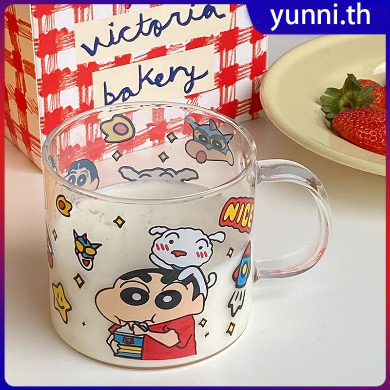 500มล. เครยอนชินจังการ์ตูนแก้วน้ำถ้วย Kawaii แบบพกพาทนความร้อนตกแต่งโต๊ะขวดน้ำสำหรับของขวัญเครื่องดื่ม Ootd Yunni