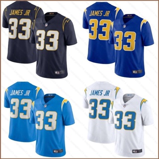 เสื้อยืดกีฬาแขนสั้น ลายทีมชาติฟุตบอล Derwin James HQ1 NFL Los Angeles สีฟ้า พลัสไซซ์ QH1