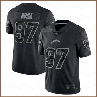 เสื้อยืดกีฬาแขนสั้น ลายทีมชาติฟุตบอล Los Angeles HQ1 NFL Joey Bosa RFLCTV พลัสไซซ์ สีดํา QH1