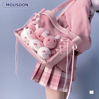 MOUSOON กระเป๋าโท้ทสตรีญี่ปุ่นความจุขนาดใหญ่ตุ๊กตาโปร่งใสกระเป๋าสะพายแบบพกพา