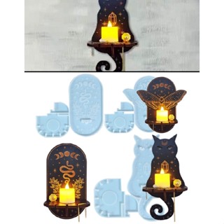 Cat Snake Moth Crystal Shelf Silicone Molds Wall Mount Candle Holder Resin Molds