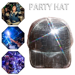 Disco Ball Baseball Hat Sparkly Bling Sun Cap Shiny Silver Mirror Hats Party Cap