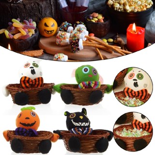 Halloween Ghosts Black Cat Zombie Basket Fruit Bowl Candy Dish Table Decoration