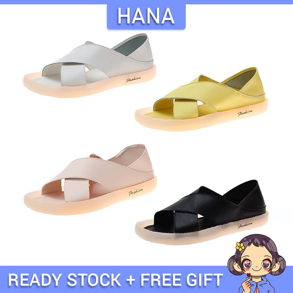 HANA Women Sora 2 Ways Cross Flat Sandals [SH31403]