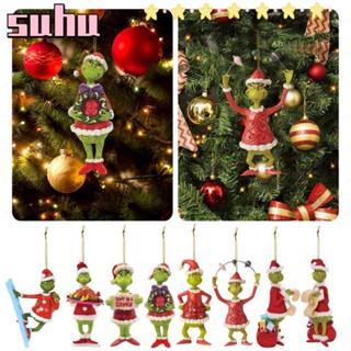 Suhuhd จี้ฟิกเกอร์อะคริลิค ลาย Merry Christmas Grinch สําหรับแขวนตกแต่งต้นคริสต์มาส 2023 3 ชิ้น